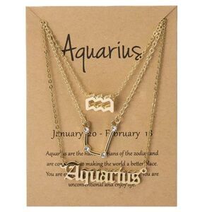 ♒️ NEW Aquarius 3Pcs/Set Best Friends Gold Necklaces
